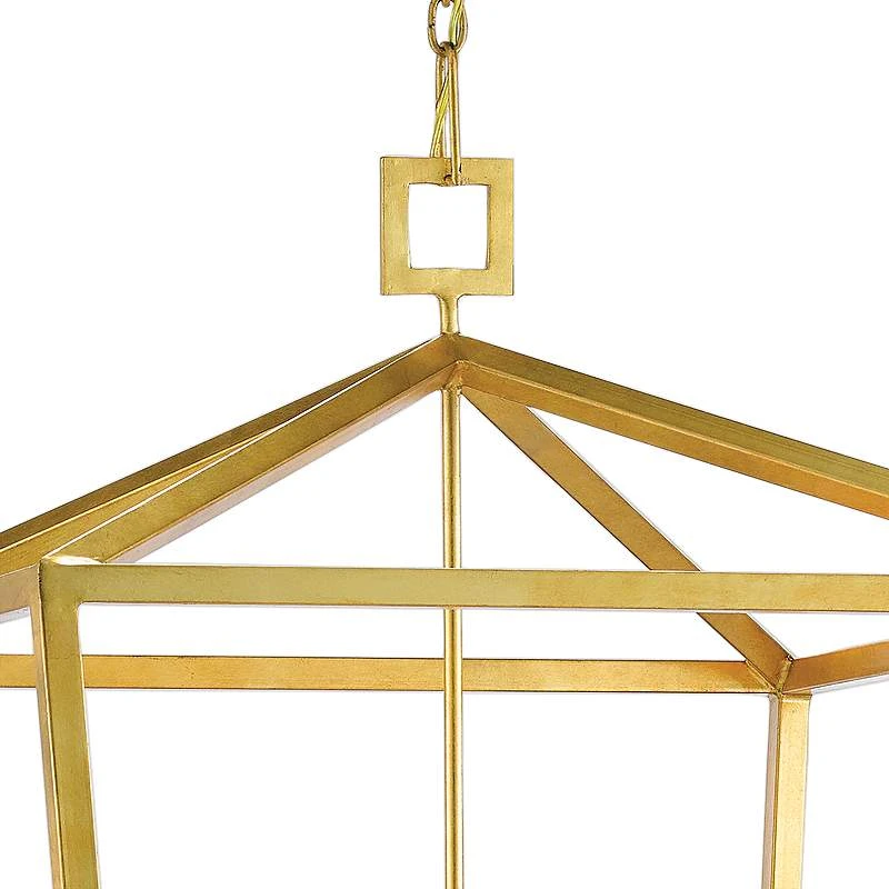 Denison 32"W 5-Light Gold Leaf Lantern Pendant Chandelier 6 Denison 32"W 5-Light Gold Leaf Lantern Pendant Chandelier - Image 4