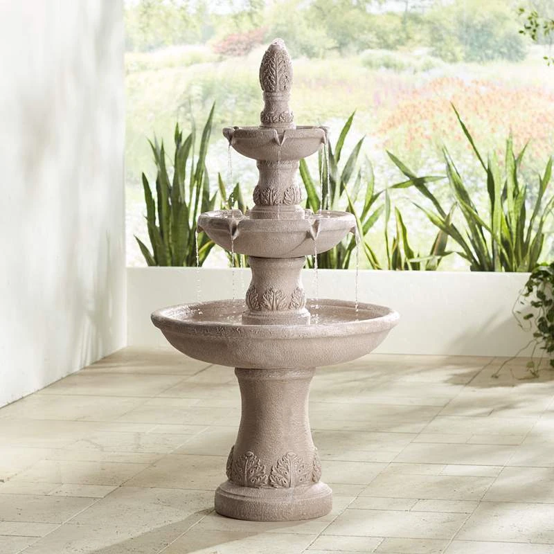 Domanico 57" High Three Tier Sandstone Outdoor Fountain 3 Domanico 57" High Three Tier Sandstone Outdoor Fountain