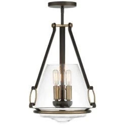 Eden Valley 12 1/4" Wide Smoked Iron And Aged Gold Convertible Pendant -Golden Lighting Shop eden valley 12 and one quarter inch wide smoked iron and aged gold convertible pendant 814h1views1