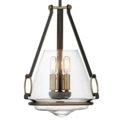 Eden Valley 12 1/4" Wide Smoked Iron And Aged Gold Convertible Pendant -Golden Lighting Shop eden valley 12 and one quarter inch wide smoked iron and aged gold convertible pendant 814h1views2