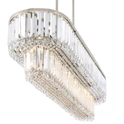 Ella 38 3/4" Wide Brushed Nickel Crystal Island Pendant Light -Golden Lighting Shop ella 38 and three quarter inch wide brushed nickel crystal island pendant light 444h2views2