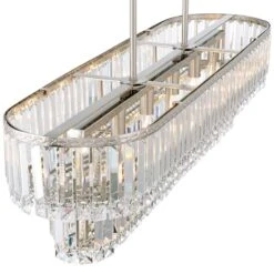 Ella 38 3/4" Wide Brushed Nickel Crystal Island Pendant Light -Golden Lighting Shop ella 38 and three quarter inch wide brushed nickel crystal island pendant light 444h2views3