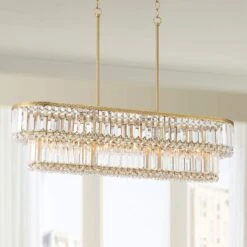 Ella 38 3/4" Wide Soft Gold Crystal Island Pendant Light