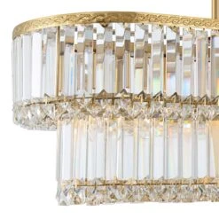 Ella 38 3/4" Wide Soft Gold Crystal Island Pendant Light -Golden Lighting Shop ella 38 and three quarter inch wide soft gold crystal island pendant light 435h2views1