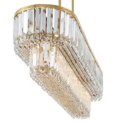 Ella 38 3/4" Wide Soft Gold Crystal Island Pendant Light -Golden Lighting Shop ella 38 and three quarter inch wide soft gold crystal island pendant light 435h2views2