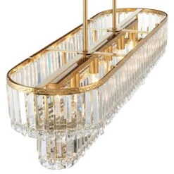 Ella 38 3/4" Wide Soft Gold Crystal Island Pendant Light -Golden Lighting Shop ella 38 and three quarter inch wide soft gold crystal island pendant light 435h2views3