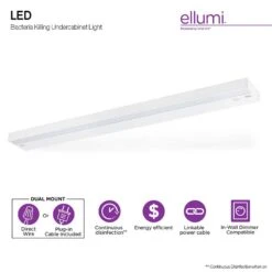 Ellumi 9" Wide White Antibacterial LED Under Cabinet Light -Golden Lighting Shop ellumi 9 inch wide white antibacterial led under cabinet light 85v44views4