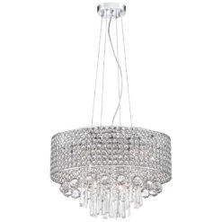 Elva Chrome 19" Wide Beaded Crystal Pendant Light 11 Elva Chrome 19" Wide Beaded Crystal Pendant Light -Golden Lighting Shop elva chrome 19 inch wide beaded crystal pendant light 6f089
