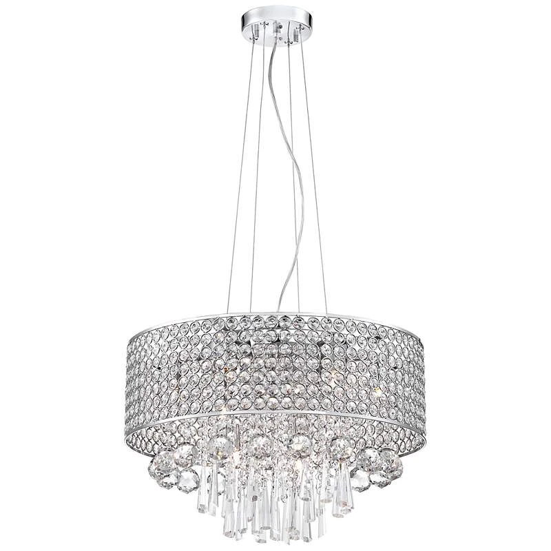 Elva Chrome 19" Wide Beaded Crystal Pendant Light 5 Elva Chrome 19" Wide Beaded Crystal Pendant Light - Image 3