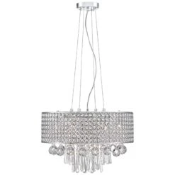 Elva Chrome 19" Wide Beaded Crystal Pendant Light 12 Elva Chrome 19" Wide Beaded Crystal Pendant Light -Golden Lighting Shop elva chrome 19 inch wide beaded crystal pendant light 6f089views1