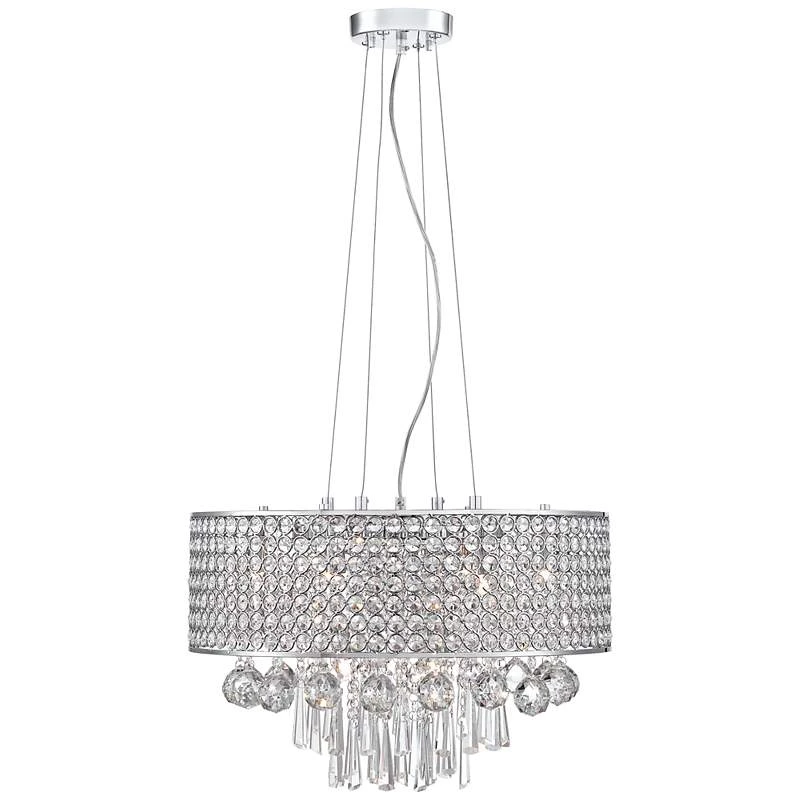 Elva Chrome 19" Wide Beaded Crystal Pendant Light 6 Elva Chrome 19" Wide Beaded Crystal Pendant Light - Image 4