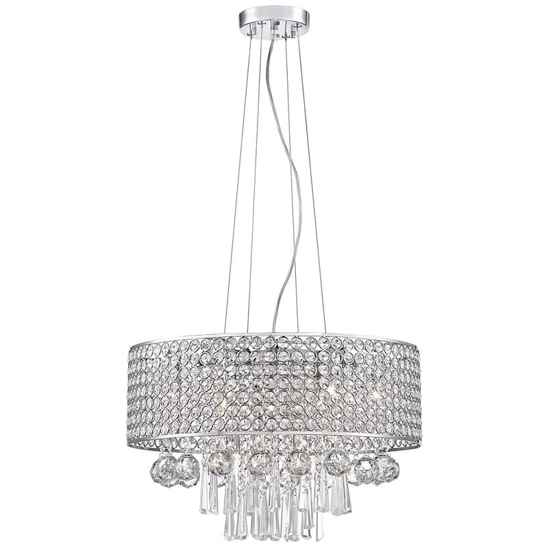 Elva Chrome 19" Wide Beaded Crystal Pendant Light 7 Elva Chrome 19" Wide Beaded Crystal Pendant Light - Image 5