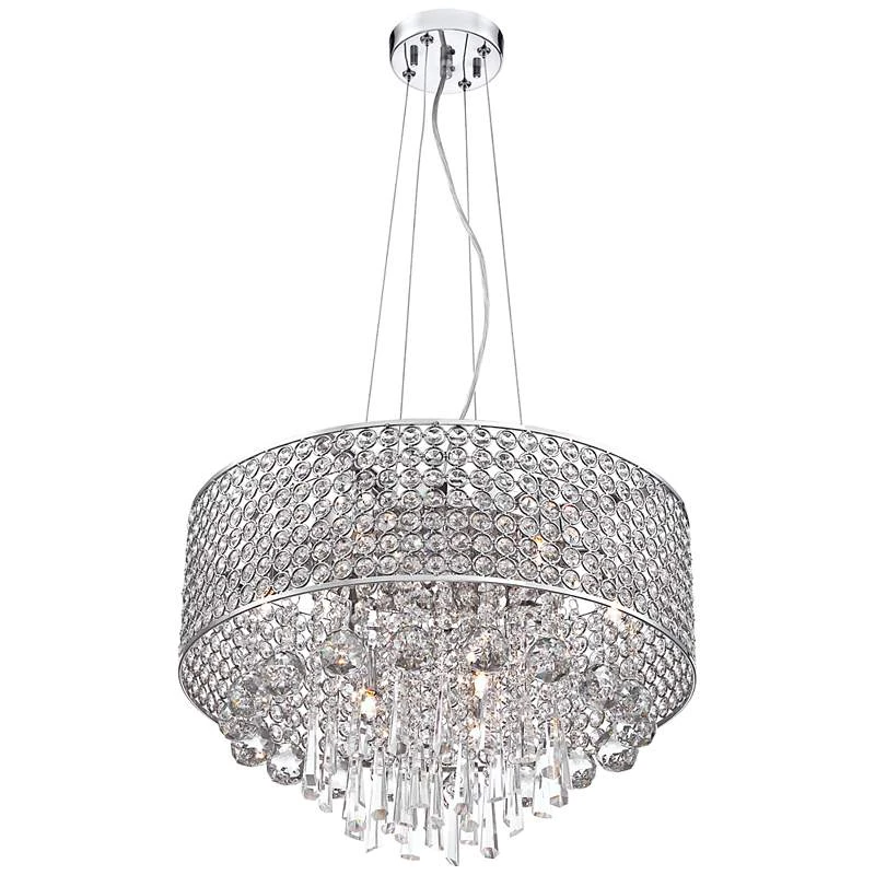 Elva Chrome 19" Wide Beaded Crystal Pendant Light 8 Elva Chrome 19" Wide Beaded Crystal Pendant Light - Image 6