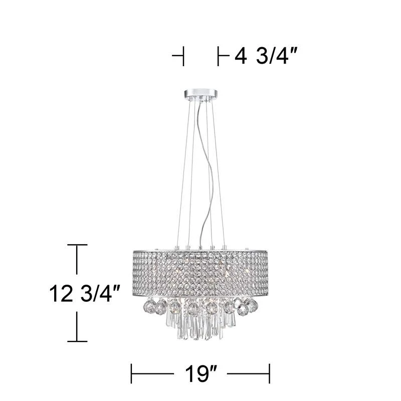Elva Chrome 19" Wide Beaded Crystal Pendant Light 9 Elva Chrome 19" Wide Beaded Crystal Pendant Light - Image 7