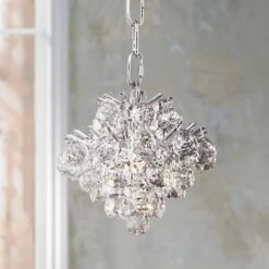 Essa 8" Wide Chrome And Crystal Mini Chandelier