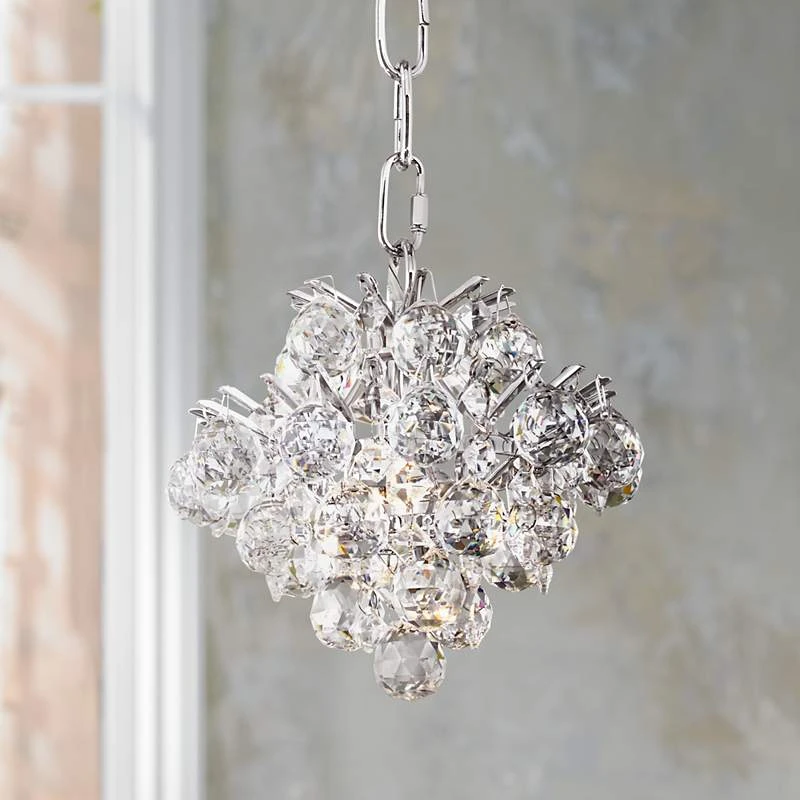 Essa 8" Wide Chrome And Crystal Mini Chandelier 3 Essa 8" Wide Chrome And Crystal Mini Chandelier