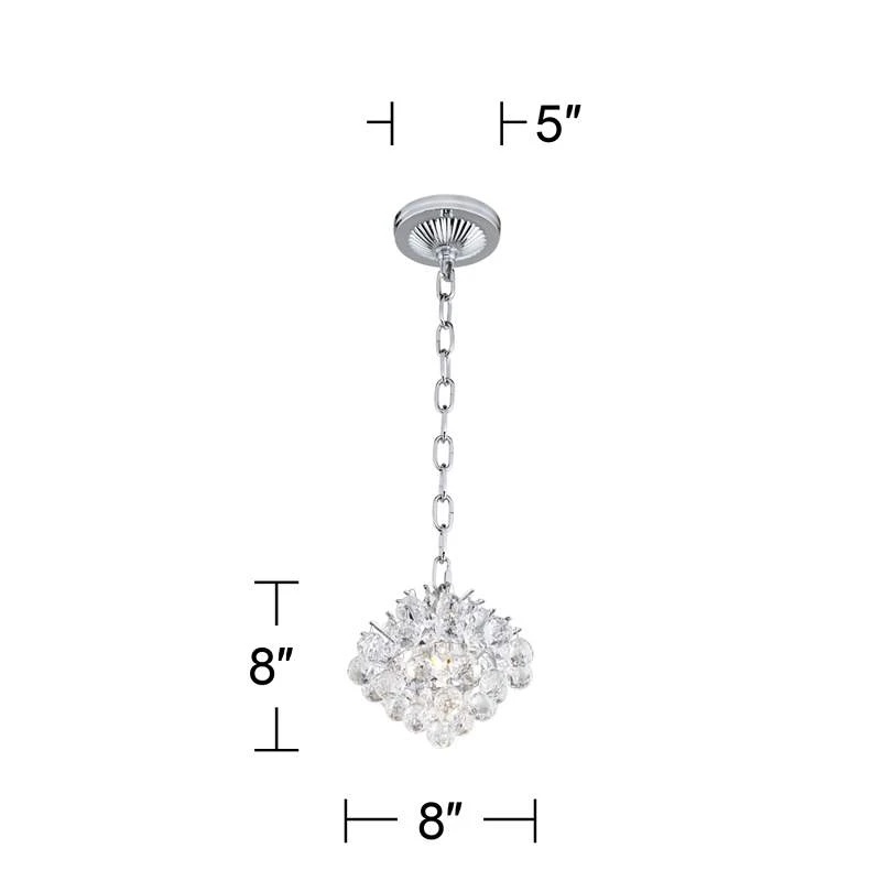Essa 8" Wide Chrome And Crystal Mini Chandelier 7 Essa 8" Wide Chrome And Crystal Mini Chandelier - Image 5
