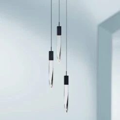 ET2 Quartz 13" Wide Black 3-Light LED Pendant