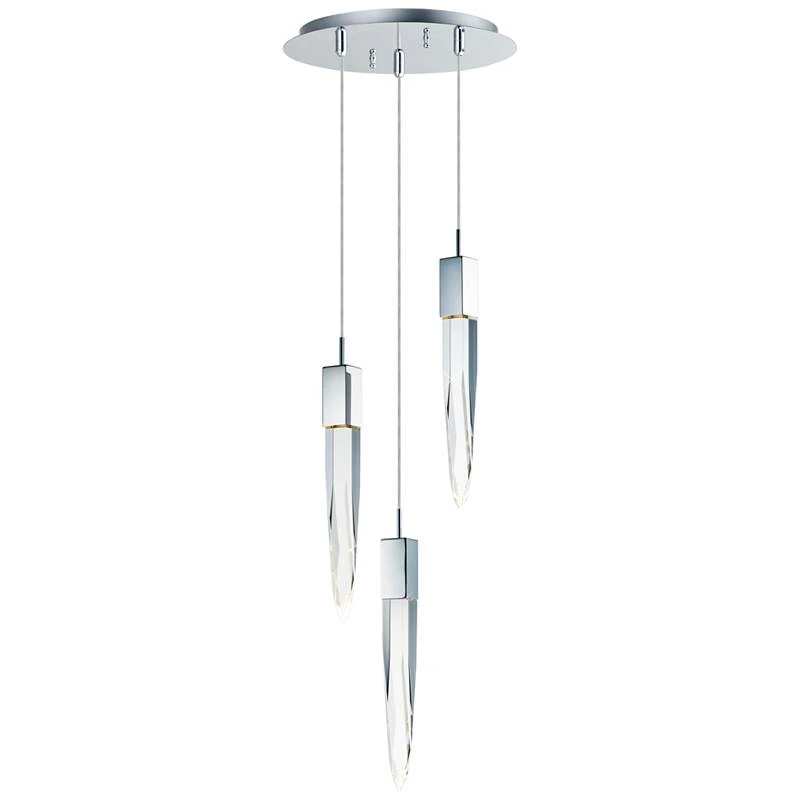 ET2 Quartz 13" Wide Polished Nickel 3-Light LED Pendant 4 ET2 Quartz 13" Wide Polished Nickel 3-Light LED Pendant - Image 2
