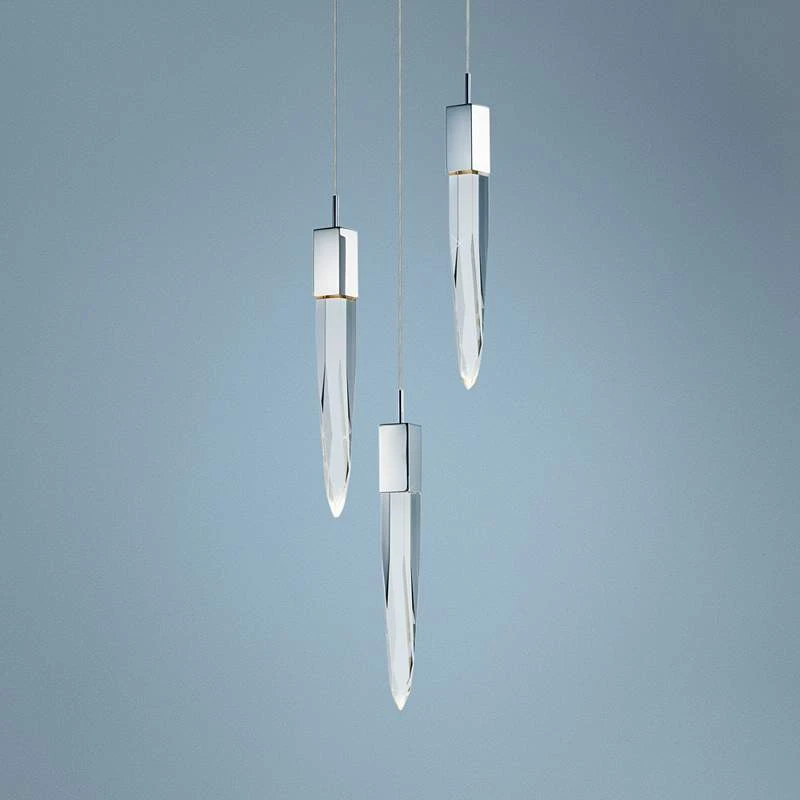ET2 Quartz 13" Wide Polished Nickel 3-Light LED Pendant 3 ET2 Quartz 13" Wide Polished Nickel 3-Light LED Pendant