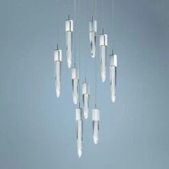 ET2 Quartz 15 3/4" Wide Polished Nickel 9-Light LED Pendant
