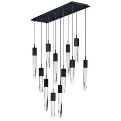 ET2 Quartz 39 1/4"W Black 6-LED Kitchen Island Light Pendant -Golden Lighting Shop et2 quartz 39 and one quarter inchw black 6 led kitchen island light pendant 69c58