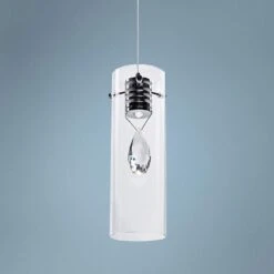 ET2 Solitaire 4 1/4" Wide Chrome Crystal LED Mini Pendant