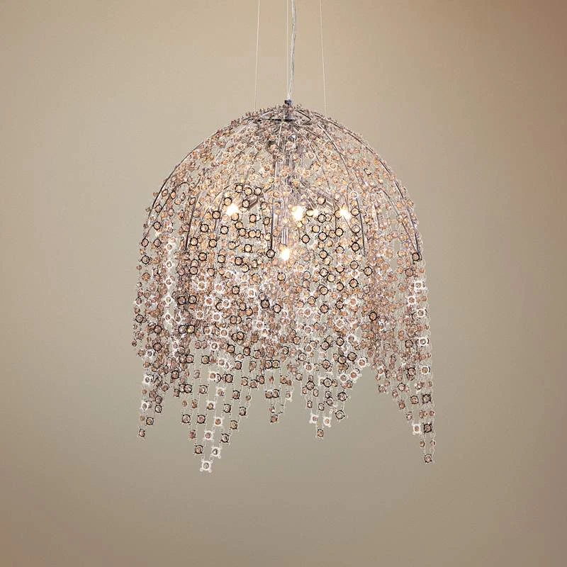 Eurofase Danza 20"W Chrome And Cognac Crystal Pendant Light 3 Eurofase Danza 20"W Chrome And Cognac Crystal Pendant Light