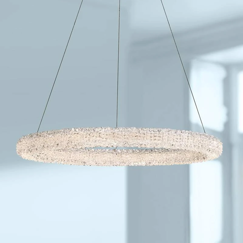 Eurofase Sassi 27" Wide Chrome Crystal Round Ring LED Pendant Light 3 Eurofase Sassi 27" Wide Chrome Crystal Round Ring LED Pendant Light