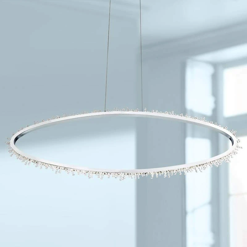 Eurofase Scoppia 52 1/4"W Chrome LED Oval Ring Pendant Light 3 Eurofase Scoppia 52 1/4"W Chrome LED Oval Ring Pendant Light