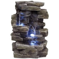 Faux Slate Stone Waterfall 13" High Tabletop Fountain