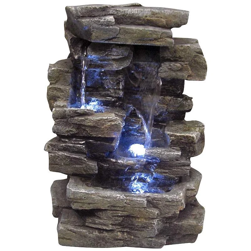 Faux Slate Stone Waterfall 13" High Tabletop Fountain 3 Faux Slate Stone Waterfall 13" High Tabletop Fountain