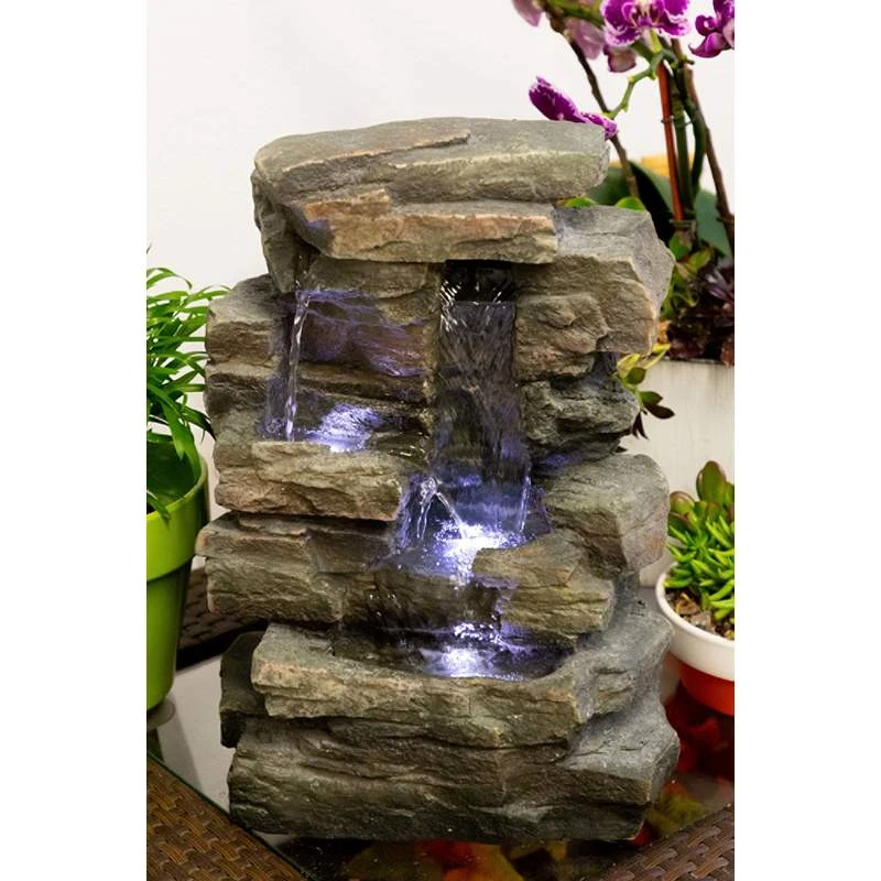 Faux Slate Stone Waterfall 13" High Tabletop Fountain 4 Faux Slate Stone Waterfall 13" High Tabletop Fountain - Image 2