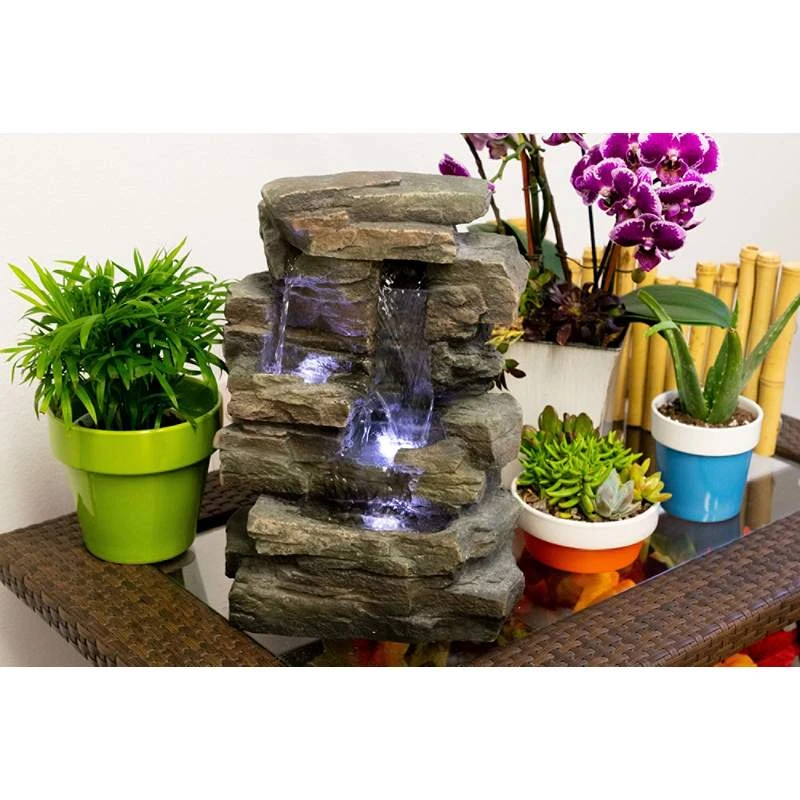 Faux Slate Stone Waterfall 13" High Tabletop Fountain 5 Faux Slate Stone Waterfall 13" High Tabletop Fountain - Image 3