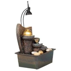 Faux Stone 10" High LED Table Fountain With Crystal Accent 10 Faux Stone 10" High LED Table Fountain With Crystal Accent -Golden Lighting Shop faux stone 10 inch high led table fountain with crystal accent 56847views1