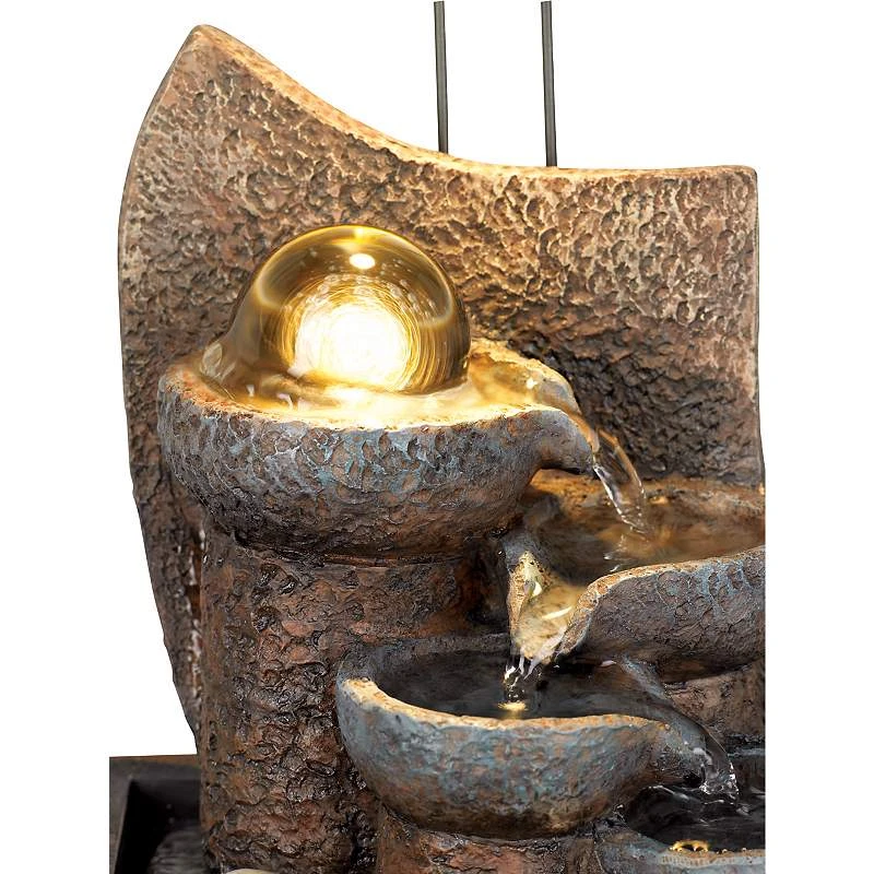 Faux Stone 10" High LED Table Fountain With Crystal Accent 7 Faux Stone 10" High LED Table Fountain With Crystal Accent - Image 5