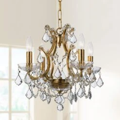 Filmore 17 1/2" Wide Antique Gold Crystal 4-Light Chandelier
