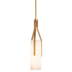 Firenze 22" High Brass And Alabaster Glass LED Modern Pendant Light