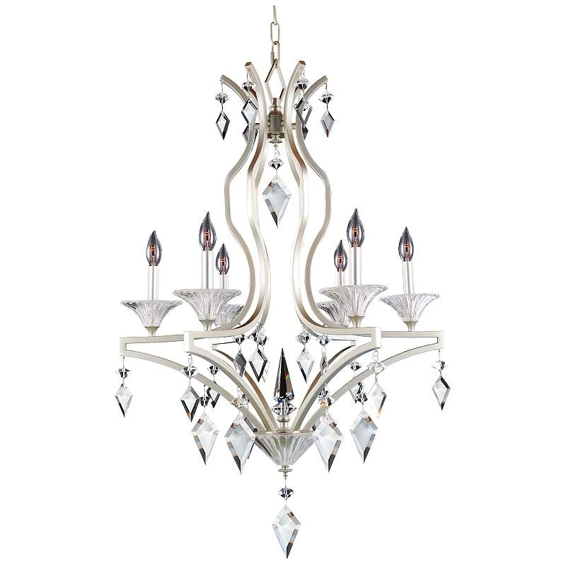 Florence Tarnished Silver 26"W 6-Light Crystal Chandelier 4 Florence Tarnished Silver 26"W 6-Light Crystal Chandelier - Image 2