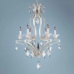 Florence Tarnished Silver 26"W 6-Light Crystal Chandelier