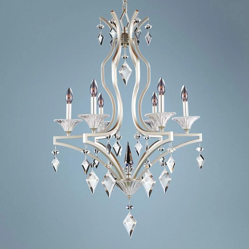 Florence Tarnished Silver 26"W 6-Light Crystal Chandelier 3 Florence Tarnished Silver 26"W 6-Light Crystal Chandelier