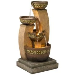 Four Bowl 41 1/2" High LED Cascading Floor Fountain -Golden Lighting Shop four bowl 41 and one half inch high led cascading floor fountain r5944