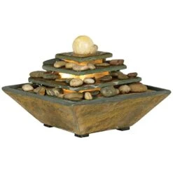 Four Tiers 9" High Slate Stone Feng Shui Table Fountain -Golden Lighting Shop four tiers 9 inch high slate stone feng shui table fountain n5179views2