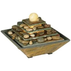 Four Tiers 9" High Slate Stone Feng Shui Table Fountain -Golden Lighting Shop four tiers 9 inch high slate stone feng shui table fountain n5179views3