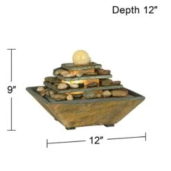 Four Tiers 9" High Slate Stone Feng Shui Table Fountain -Golden Lighting Shop four tiers 9 inch high slate stone feng shui table fountain n5179views4