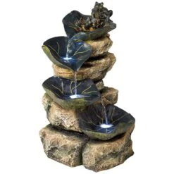 Frog And Four Lily Pad LED Lighted 21" High Outdoor Fountain -Golden Lighting Shop frog and four lily pad led lighted 21 inch high outdoor fountain 45988views2
