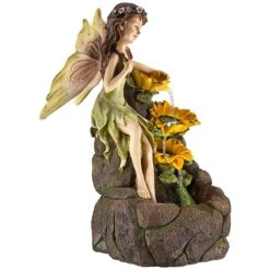 Garden Fairy With Sunflowers 26" High Floor Fountain -Golden Lighting Shop garden fairy with sunflowers 26 inch high floor fountain 7h744views3