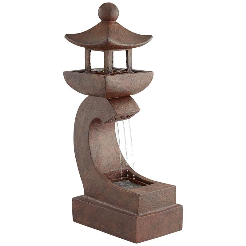 Garden Pagoda 31" High Rust LED Lighted Outdoor Fountain 4 Garden Pagoda 31" High Rust LED Lighted Outdoor Fountain - Image 2