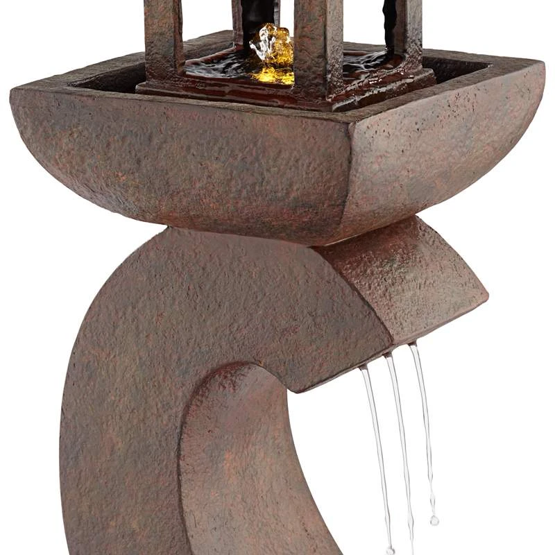 Garden Pagoda 31" High Rust LED Lighted Outdoor Fountain 7 Garden Pagoda 31" High Rust LED Lighted Outdoor Fountain - Image 5
