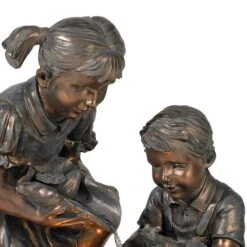 Girl And Boy With Lily Pad 23 1/2" High Lighted Fountain -Golden Lighting Shop girl and boy with lily pad 23 and one half inch high lighted fountain m3239views2